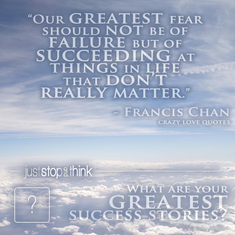 juststopthink's tweet image. What are your greatest success stories?
#FrancisChan #CrazyLove #SuccessStories

Photo Credit: @thedjpastor