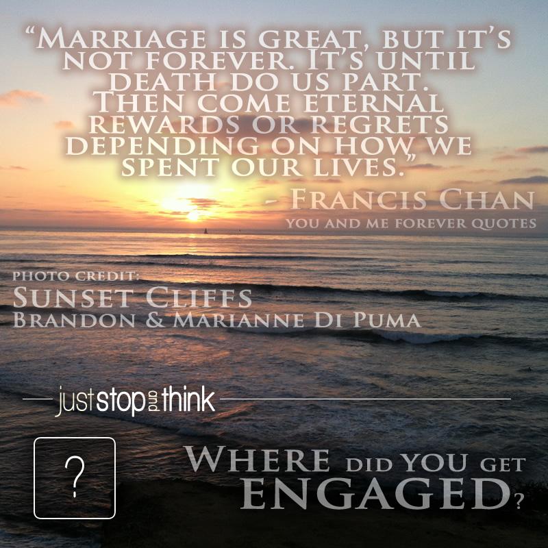 juststopthink's tweet image. Where did you get engaged?
#FrancisChan #YouAndMeForeverBook #EngagementSpot
Photo Credit: @Bdipuma