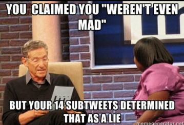 I didn't know my twitter stalker still existed, but according to her subtweet she's alive and more cunty than usual.
