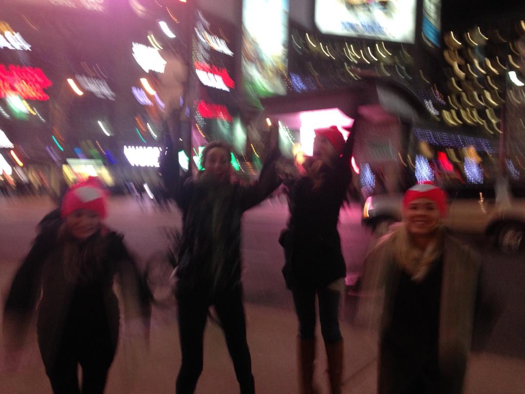 CharlieandYoni's tweet photo. That moment when we found out we got #prospick for our @ComedyCoup @CBC #FlipIt video in Dundas Square! #BeTotesCray http://t.co/htaVRJUoCi