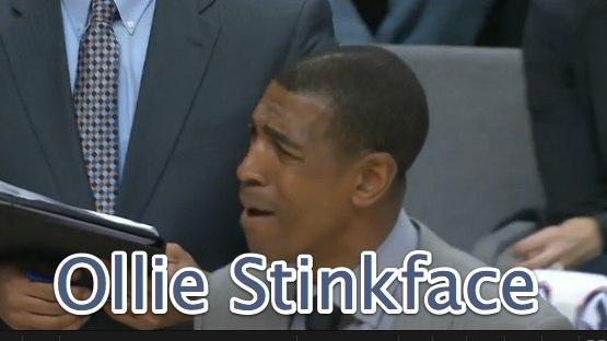 UCHuskiesdotcom's tweet photo. Ollie with the stink face sums up first 16 minutes of season. #uconn #bleedblue http://t.co/PCtmtcJjIg
