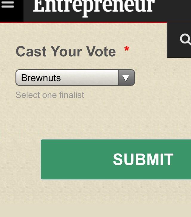 Preztoapp's tweet photo. @Brewnuts we got your back! Vote for Brewnuts here: http://t.co/hRIKLhYRrV http://t.co/KdwyiHKGd0