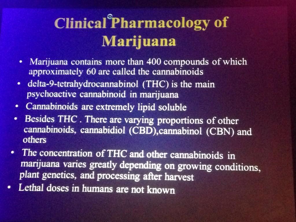 ASRA_Society's tweet photo. #ASRAFall14 clinical pharmacology of #marijuana - Dr. Wallace http://t.co/4xVaH1PI8Y