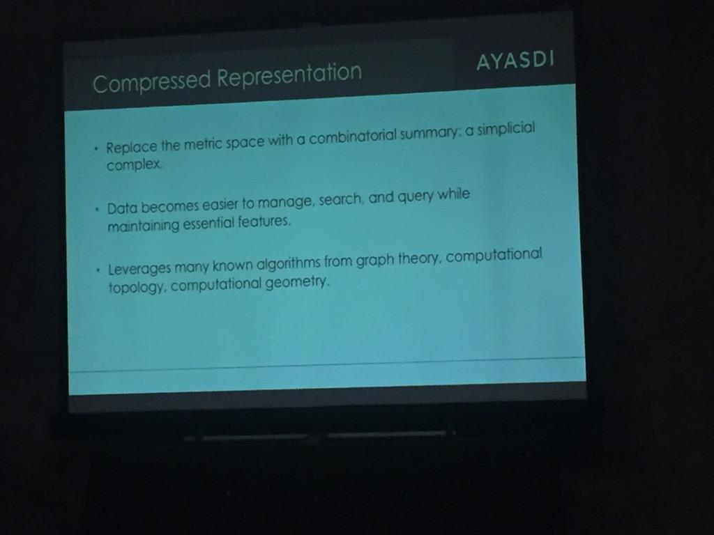 differentiable's tweet photo. Gotta look into topological data analysis.  Examples of compressed representations #mlconfsf http://t.co/Xm1SpXrDZ2