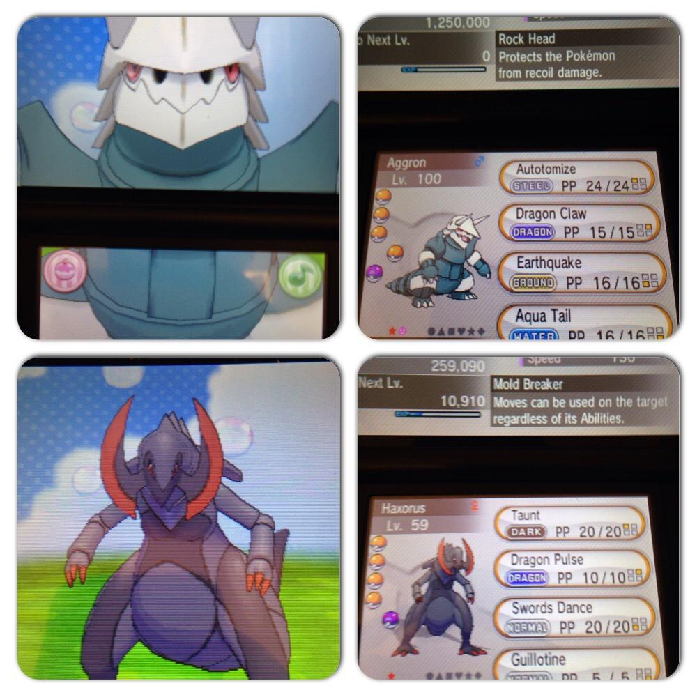 MunchlaxMunchin's tweet image. Retweet + follow to win a shiny aggron or a shiny haxorus! 2 winners! Ends whenever!