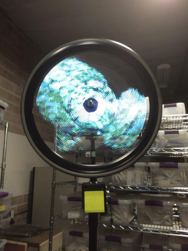 MonkeyLectric's tweet image. This is the comet that @Philae2014 is on, but on a bicycle wheel #monkeylightpro