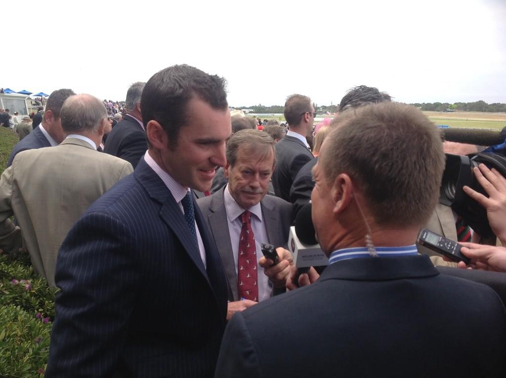 RVCarps's tweet photo. New @BallTurfClub trainer ARCHIE ALEXANDER talks to @snowyclark @TVNTVN after winning Sandown Cup with RENEW http://t.co/WNBJlPRFgY