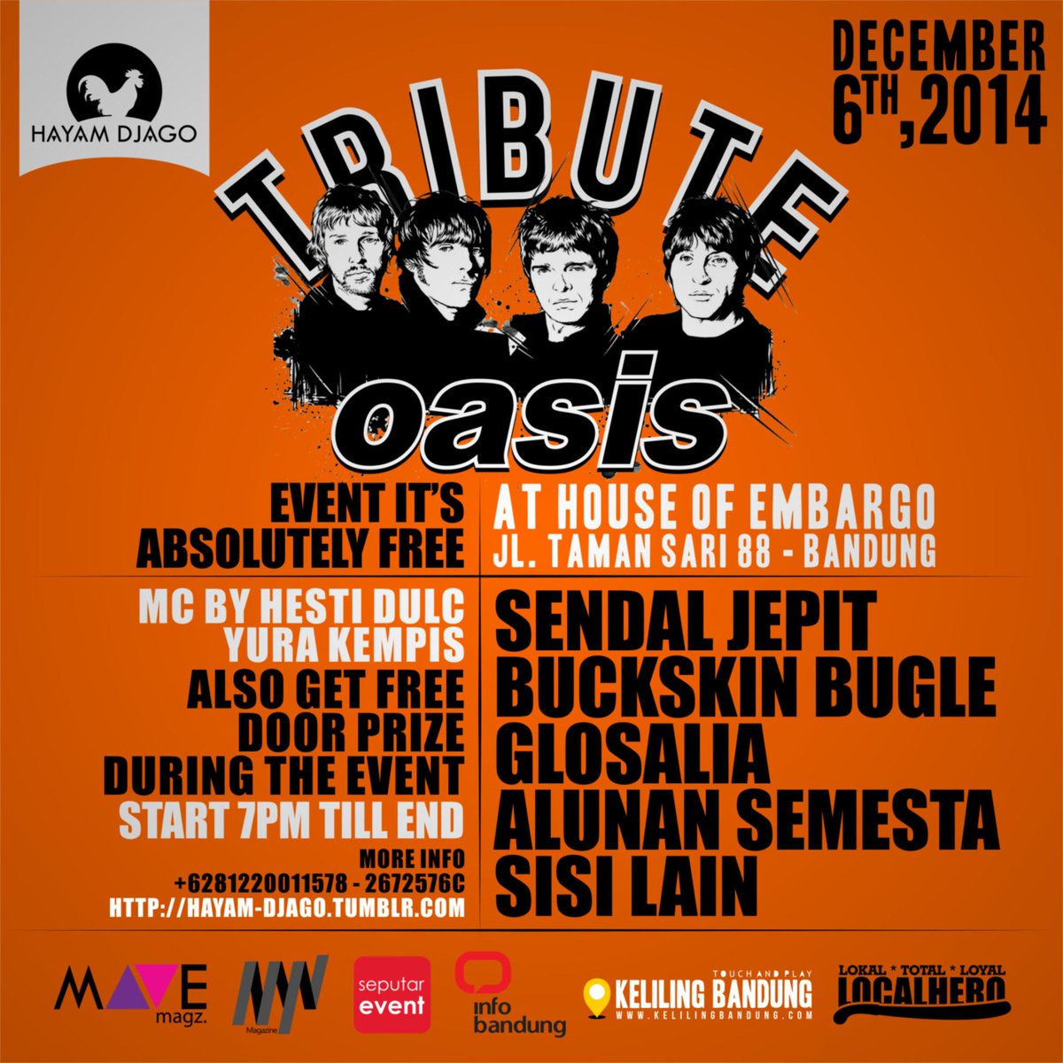 "@Hayam_Djago: TRIBUTE OASIS 6th,Dec14, at <a href="/houseofembargo/">house of embargo</a> - EVENT IT’S ABSOLUTELY FREE - START 7PM TILL END "