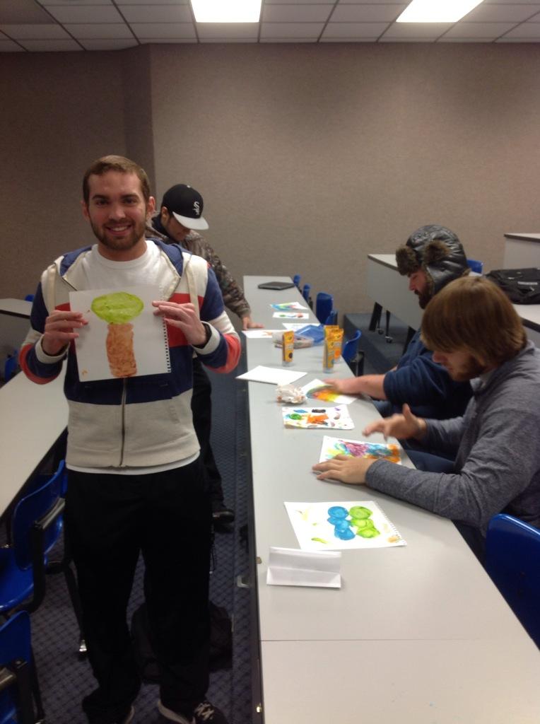 ETBU_AcaSuccess's tweet photo. At KP's working on ways to relieve stress...yoga, coloring, painting....relax! http://t.co/aviC55jLed