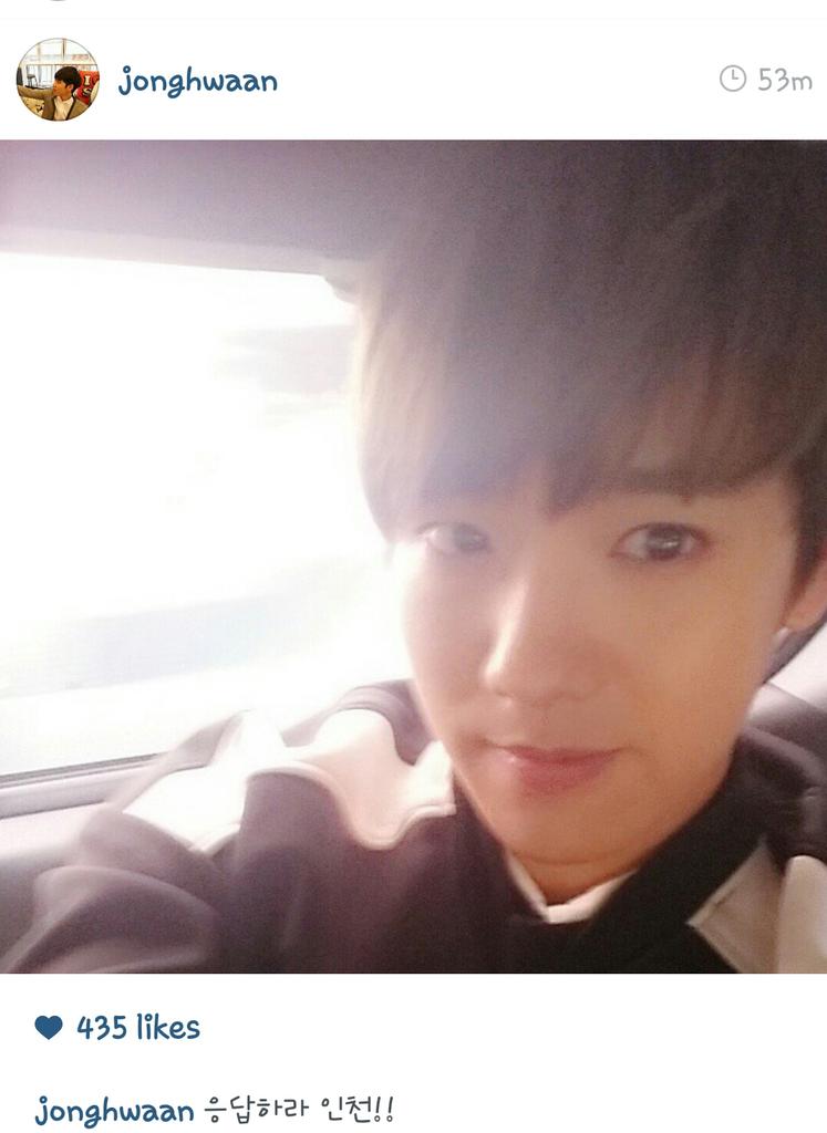FullyChargedTH's tweet photo. [Trans] IG @100per_jonari  Reply Incheon!! http://t.co/CckcJ62Aw3