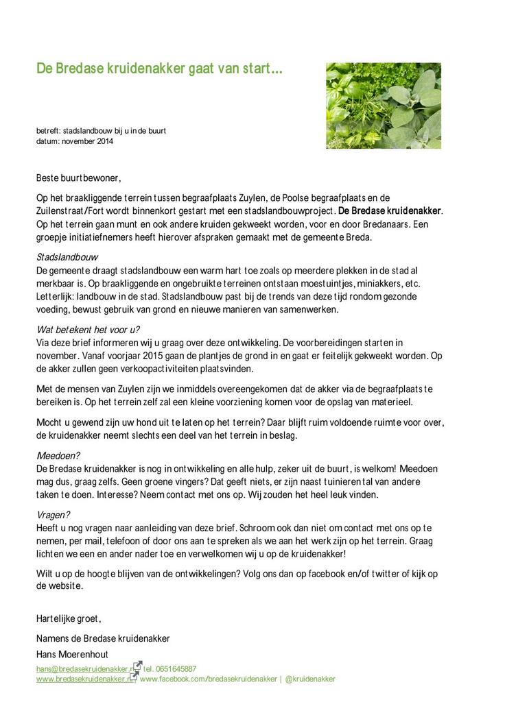 Ook de buurt is geïnformeerd... #brief