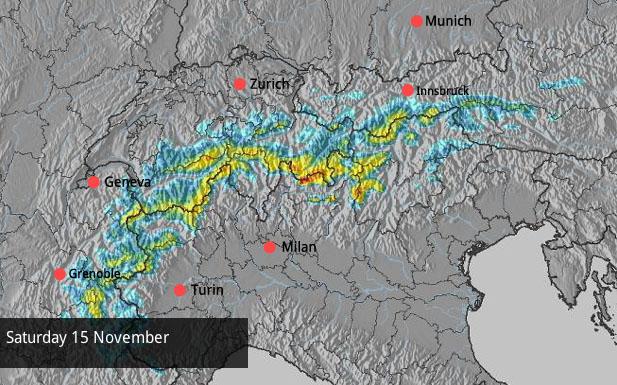 welove2ski's tweet photo. There are five days of #snow in our current forecast for the Alps. http://t.co/c2sCZOrmTq Here's today's map... http://t.co/qaBriCsaBJ