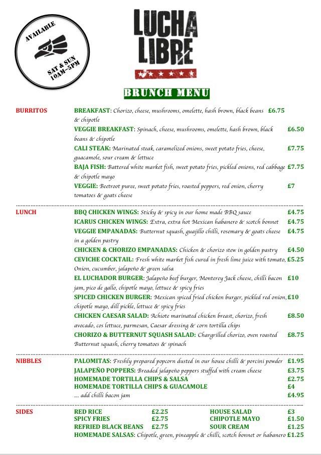 luchaliverpool's tweet photo. We will be open in half an hour for #brunch! Here's our brand new delicious weekend brunch menu: #mxmuffin #luchador http://t.co/BjrJRFVwhf