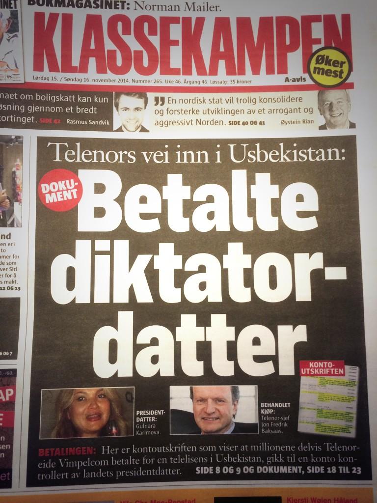 Millioner fra delvis Telenor-eide Vimpelcom gikk til en konto styrt av presidentens datter. Les saken i Klassekampen.