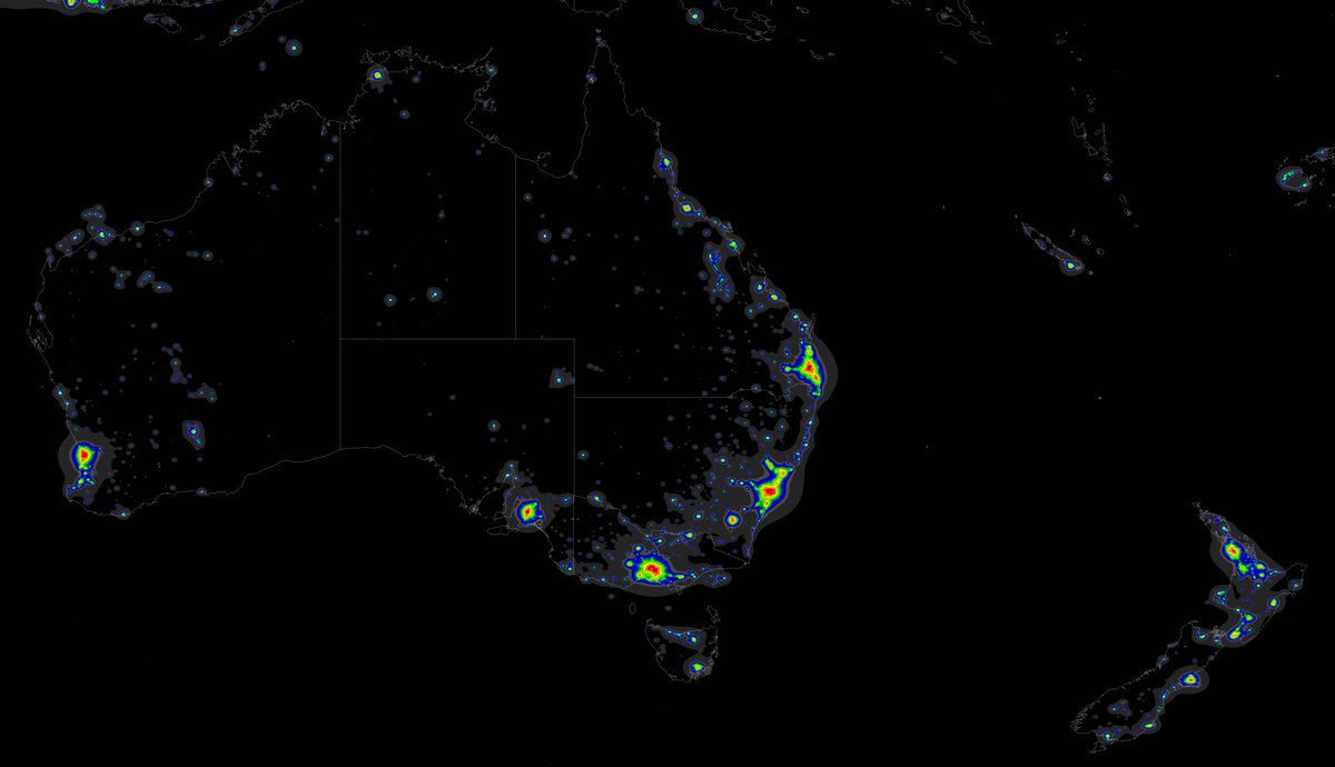 Brilliant Maps On Twitter Night Time Map Of Australia And New Zealand Http T Co Gwbktsccfb Http T Co Vtvhf87fts