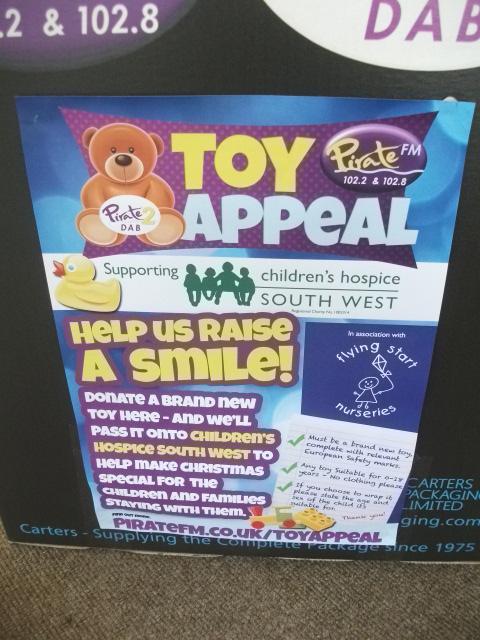 ApplianceBodmin's tweet photo. Help us raise a smile with @piratefm and drop your new toys of to our drop in collection point!!! http://t.co/tVZvghGvsc