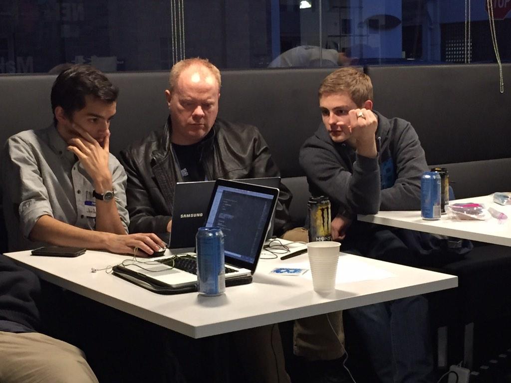 NYUEntrepreneur's tweet image. Sunrise is upon us…teams (and mentors) are still beavering away at #HackBit