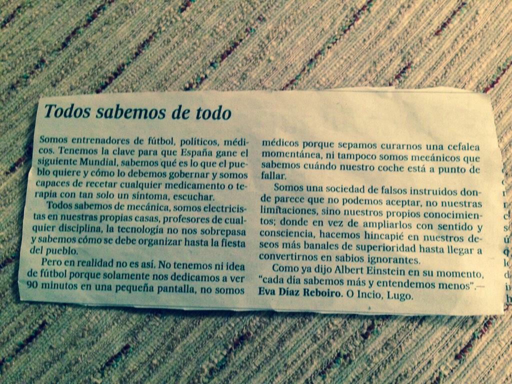 _MiguelChamorro's tweet photo. Genial; "Todos sabemos de todo" http://t.co/Cu0sVkG87C