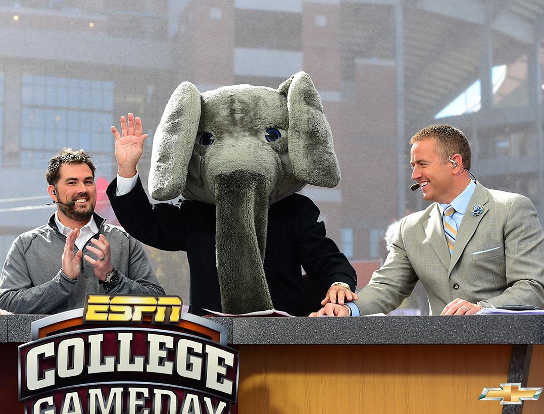 CollegeGameDay's tweet photo. For the 21st time Coach Corso picks the Tide! #GetUp4GameDay http://t.co/vNWUNG91qG