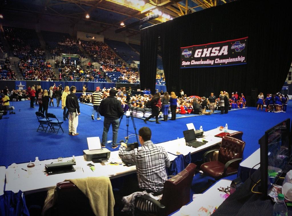 It is time to announce the 2A, 3A and 4A <a href="/OfficialGHSA/">GHSA</a>  cheerleading champions. <a href="/cheerstudios/">Cheer Studios</a>