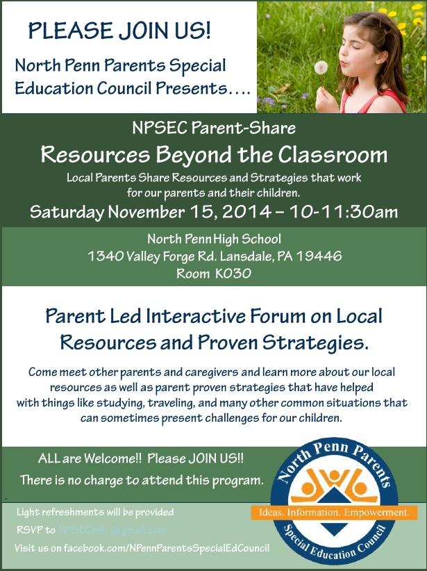 NPPSECinfo's tweet photo. Come to NP High School @ 10am for NPSEC Parent Share: Resources beyond the Classroom! Parent led Rm K030 (flyer) http://t.co/G3G3hjRmrJ