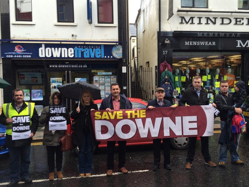 ChrisHazzardSF's tweet photo. Great to see a big turn out for #SaveDowne protest in #Downpatrick - young &amp; old alike standing up for #SouthDown http://t.co/hR3UW9QjP6