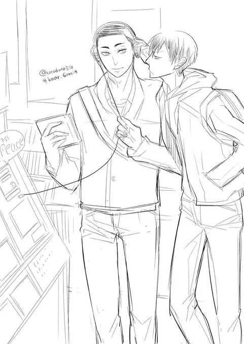 試聴する金城さんと早く帰りたい荒北さん #knar_60min @knar_60min 