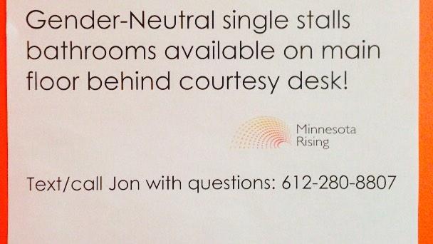 MinnesotaRising's tweet photo. Gender neutral bathrooms, just one more example of inclusiveness and #thefutureishow #MNrising14 http://t.co/gPmnmU377s