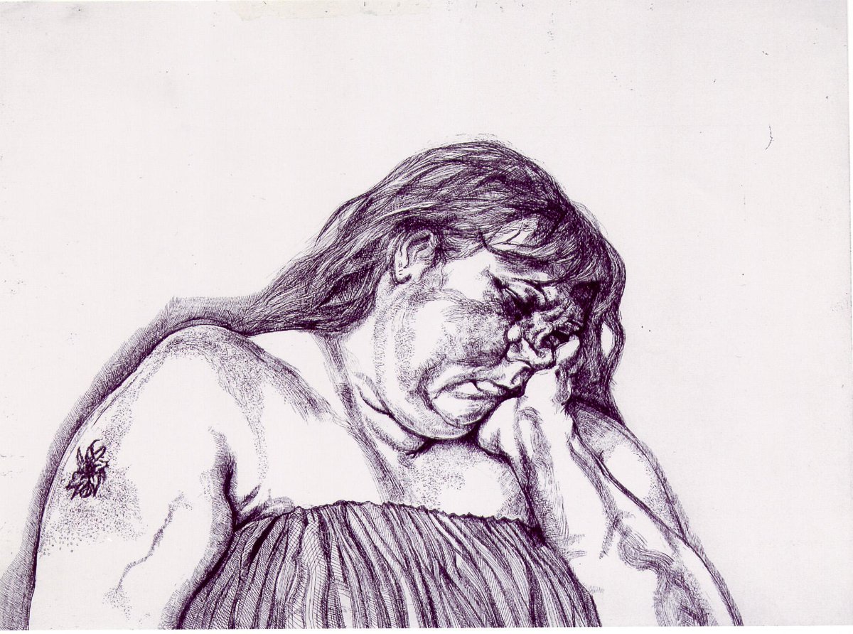 janeadamswatts's tweet photo. “@ArtBasel: Lucien Freud, 'Woman with arm tatoo', 1996 at Galería Leandro Navarro #ABMBgalleries #ArtBasel http://t.co/CZfdYudKuE”@janeadwts