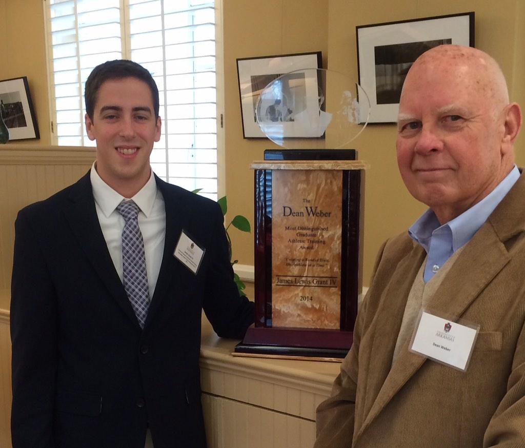 DavidBazzel's tweet photo. Congrats to James Grant for winning the annual Dean Weber Award @RazorFoundation @ArkRazorbacks #HOFTrainer http://t.co/5CwOrhG0dC