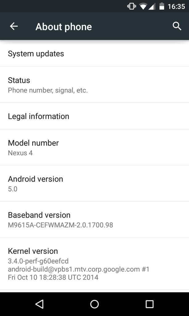 Hiddenbanana's tweet image. Few more bugs squashed on android L :) and what's a bet @Google won't release it for the nexus 4 #aosp #happycoder