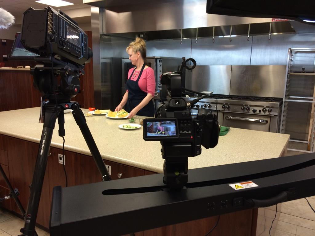 roundtreemedia's tweet photo. Filming cooking show at Ronald McDonald Show. Using new @Blackmagic_News URSA camera and @redrockmicro OMC http://t.co/L1UWGVNfnn
