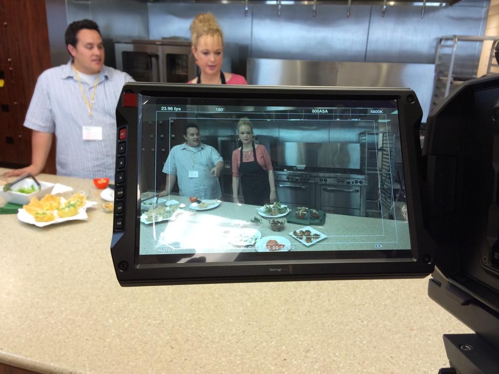 roundtreemedia's tweet photo. Filming cooking show at Ronald McDonald Show. Using new @Blackmagic_News URSA camera and @redrockmicro OMC http://t.co/L1UWGVNfnn