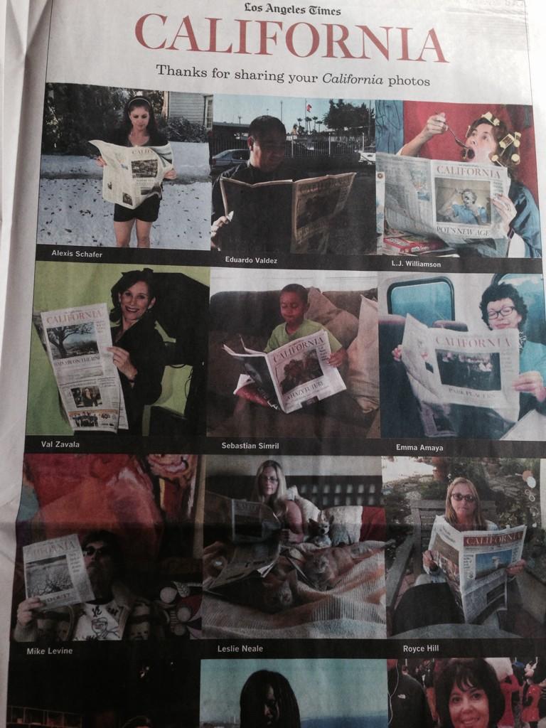 crzblue's tweet photo. My picture Is one of the 15 in the #latimes California section!! #californiaisback thank you! @HelloLATimes http://t.co/GJZl9YiClK