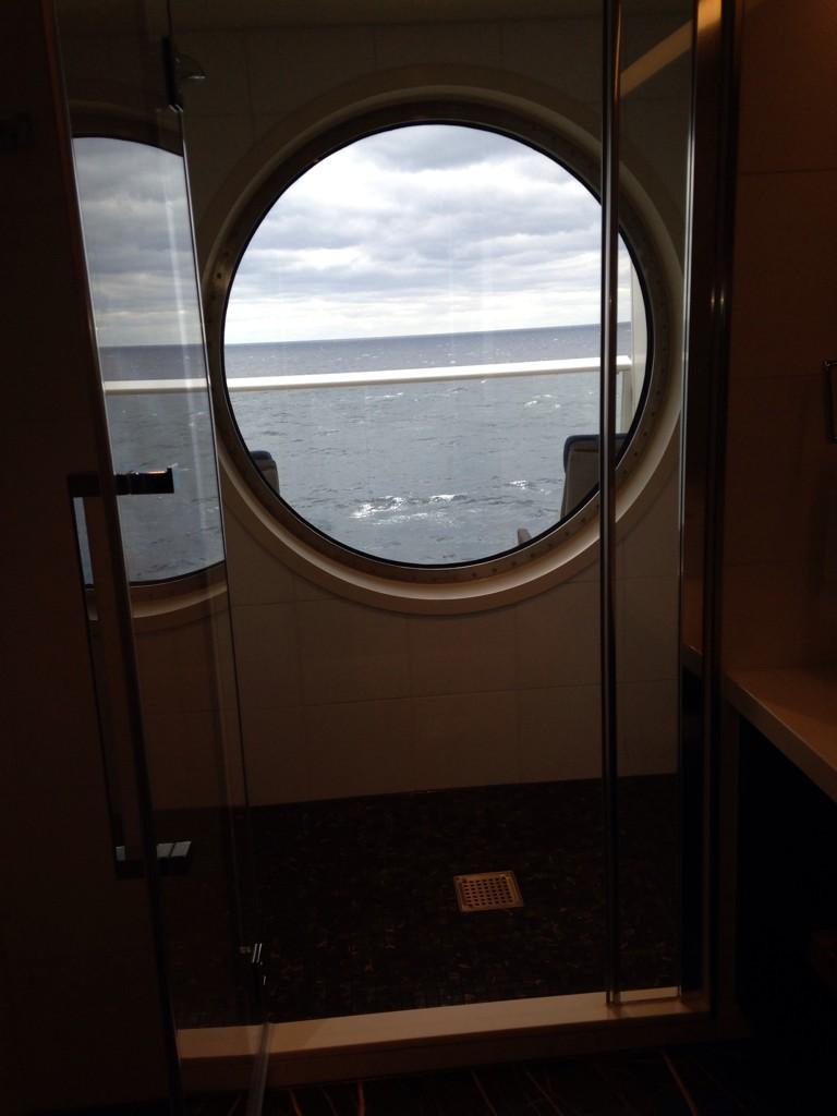 PortholeCruise's tweet photo. The shower in the Royal Loft Suite aboard #QuantumoftheSeas has a porthole! We love that. :) http://t.co/CZZtOJGbHG