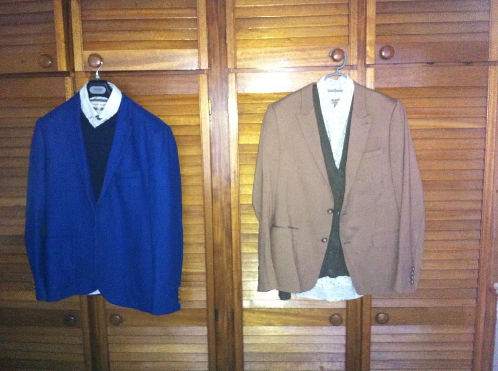 @Darrenken @LisaFitzpatrick #fashiondilemma can't decide which 1 to wear! Will be paired with double monks & jeans