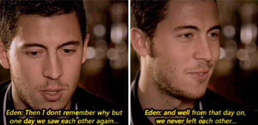 imoutbby's tweet image. Eden Hazard talking about his wife Natasha #SoFuckingCute #WillNeverForgetThis