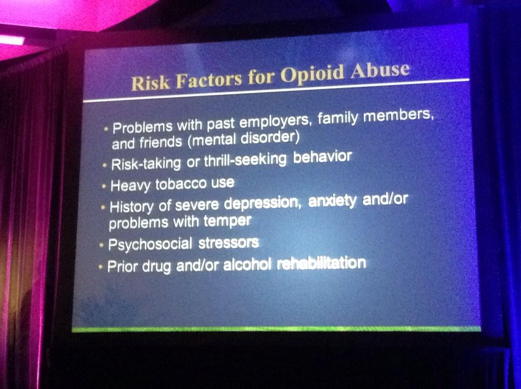 EMARIANOMD's tweet photo. The #opioid dilemma by Dr Jamison #ASRAFall14: deaths, risk factors, and screening. @DavidJuurlink @LynnRWebsterMD http://t.co/p5Z6BY72Wl