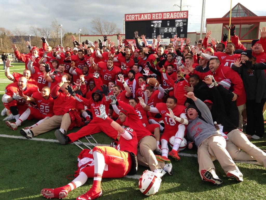 ESPNIthaca's tweet photo. The winners of their 5th straight #Cortaca, the #Cortland #RedDragons. #Cortaca2014 #cortacajug http://t.co/7yFKcERiq4