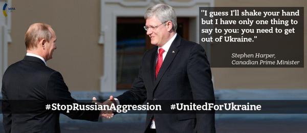 Ukrainik's tweet photo. Mr. President @poroshenko it is you turn to tell Mr. Putin #GetOutFromUkraine @MFA_Ukraine @pmharper @DVSHarris http://t.co/YNmk9Al38D