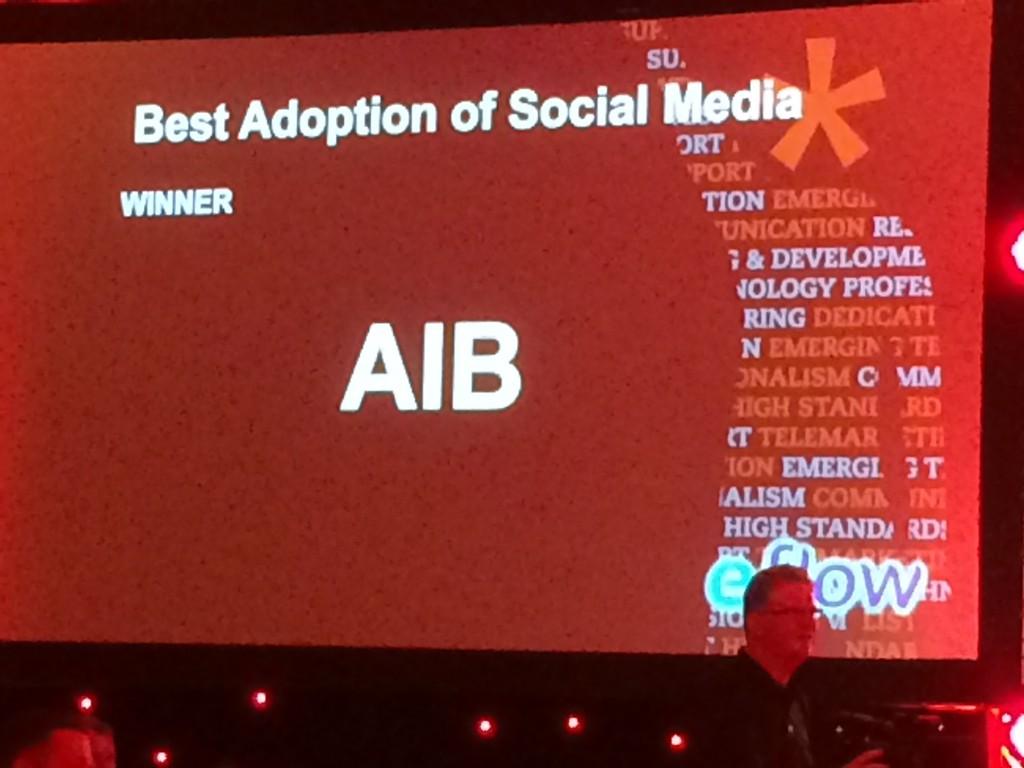 AIB win best adoption of social media. Well deserved. #ccmalive