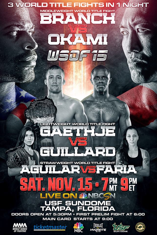 It's #WSOF15 Fight Night!!! @DavidcBranchMMA or @OkamiYushin?
Fight Card & Event Info: fightparrot.com/?p=15901