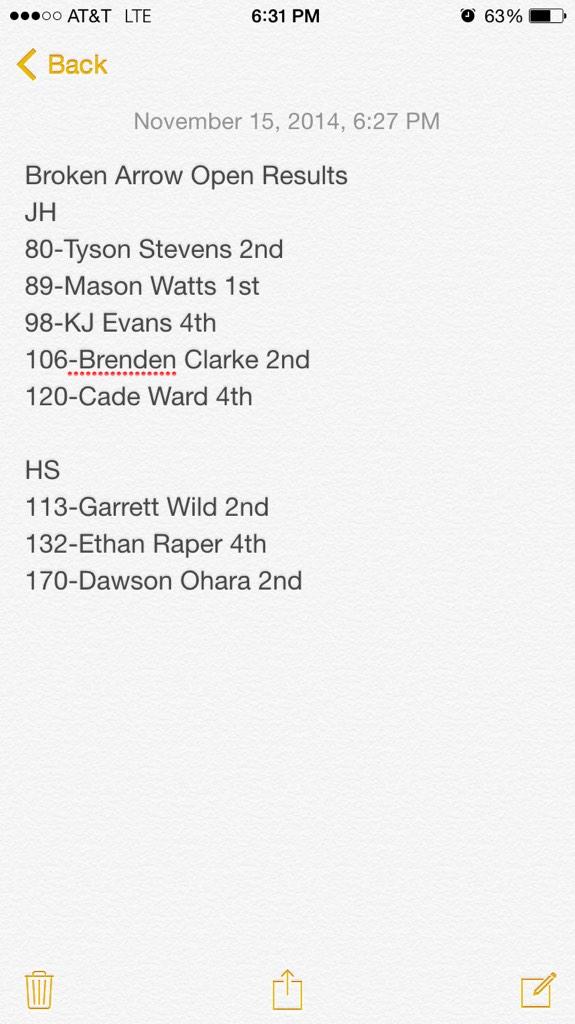 GLPwrestling's tweet photo. Glenpool Warrior Results #BAopen you can find individual match results on http://t.co/MPX1Ior0LJ http://t.co/s8jMOgjEtx