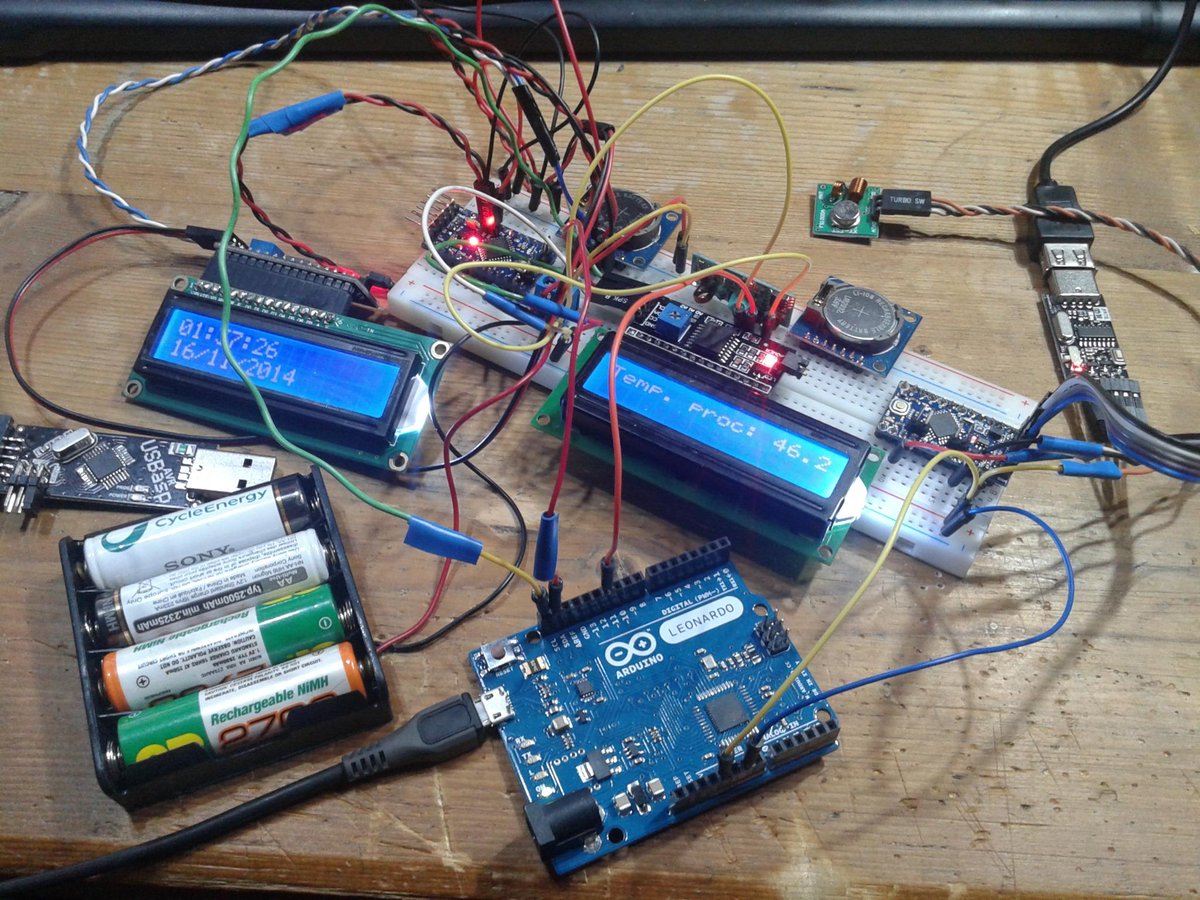 gradhor's tweet image. My new project: #ArduinoLeonardo, 2x #ArduinoProMini, WL RF Transmitter+Receiver, RTC DS1307 #arduino