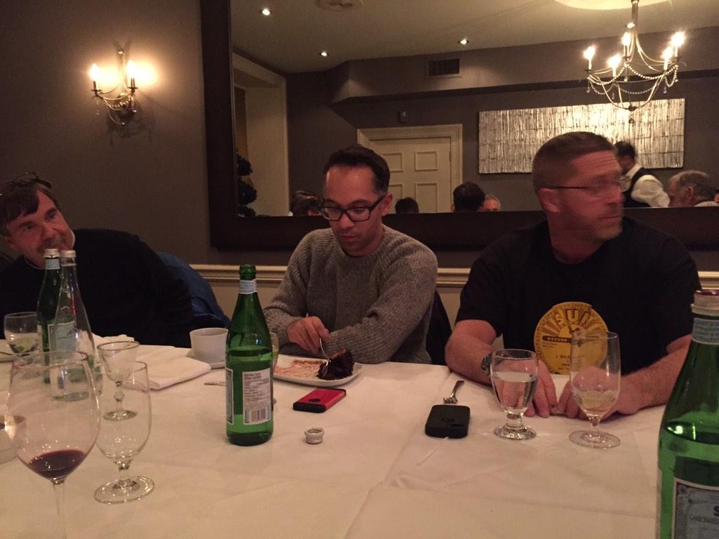 StuartMcMillan1's tweet photo. Secret to mindfulness?  "To not have a brain as messed up as mine!" - @eveltrak on fire at @CoachingCentre dinner! http://t.co/7AbnKY9Nsh