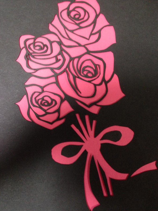 超美品 切り絵 バラ アート 写真