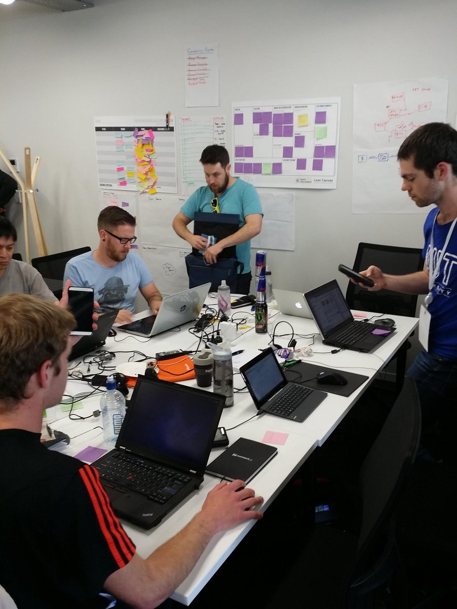 BasketTrack's tweet photo. Time has been called. We're in pretty good shape for 36 hours of work, now it's down to the pitch and demo. #AKLSW http://t.co/RMzEEinL71