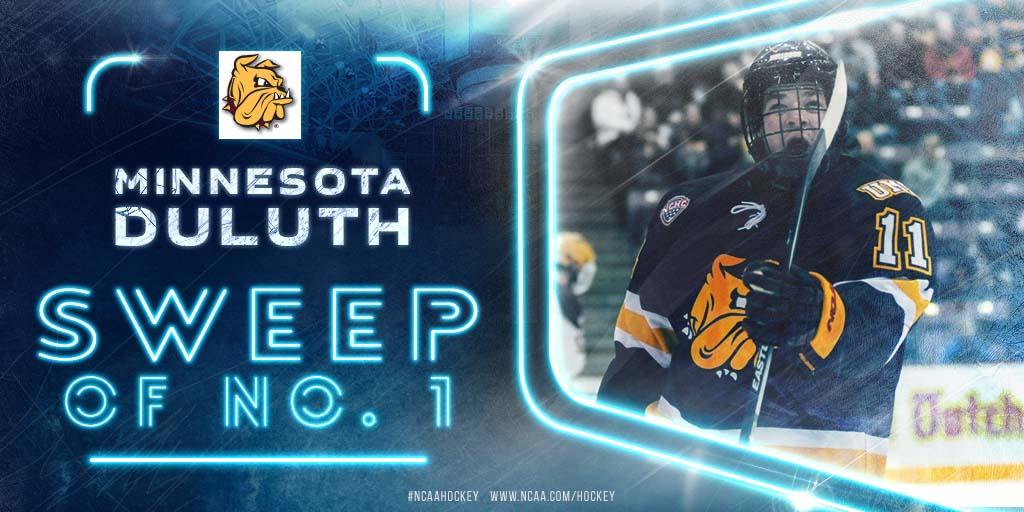 NCAAIceHockey's tweet photo. Congrats to @UMDHockey - for sweeping No. 1 ranked team in the land this weekend. http://t.co/DeKpS9xlrs