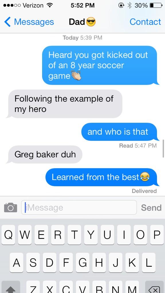 dlook5's tweet photo. Dads Keeping his cool at an 8 year old soccer gameβοΈ#thrownout #gregbaker http://t.co/u1HlK7Y2VL
