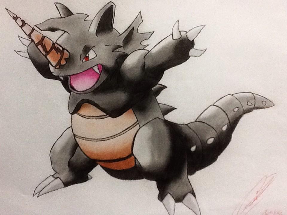 paldeanpein's tweet image. @Shadypenguinn i drew this Rhydon in honor to Spikes (my version), i really loved the SoulLink! I hope you like it :D